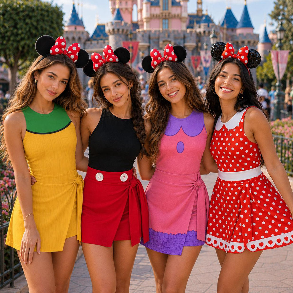 Halloween Mickey & Friends Dress Skirt, Mickey Minnie Mouse Wrap Skort Dress, Mickey Goofy Pluto Costume Dress, Halloween Trip Outfit