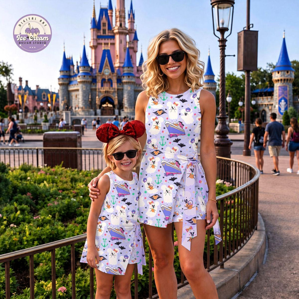 Halloween Retro Ghost Cruise Line Tennis Dress, Coquette Halloween On The High Seas Dress, Disney Halloween Outfit, Boo Ghost Skater Dress