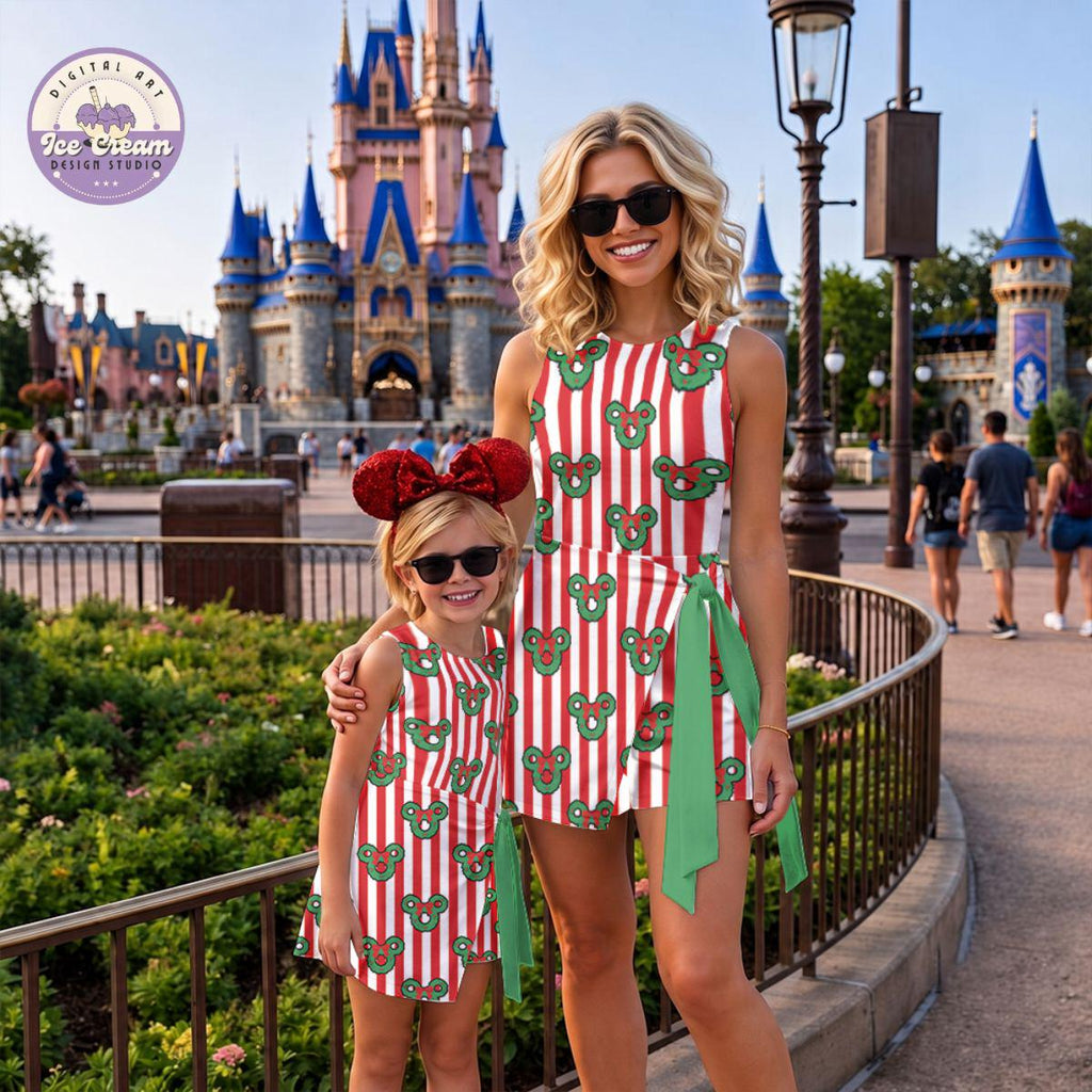 Mickey Christmas Wreath Tennis Dress, Magical Holiday Disneyland Outfit, Disney Mom and Daughter Skirt, Disney Festive Winter Athletic Skirt