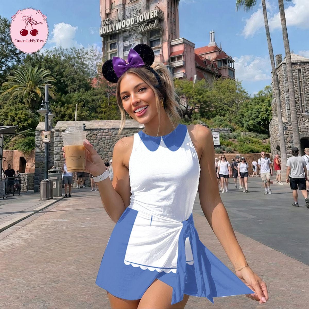Alice Princess Costume Wrap Skort Dress, Halloween Cosplay Dress, Alice In Wonderland Tennis Dress, Movie Alice Inspired Dress, Party Dress