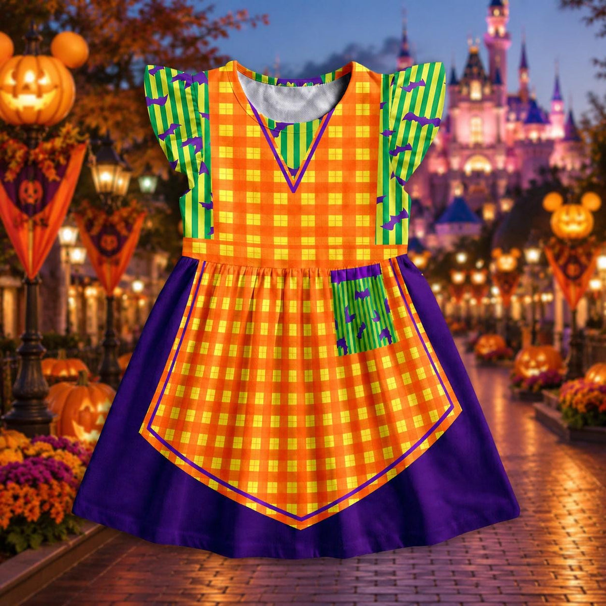 Halloween Cast Member Ruffle Dress, Mickey Halloween Party Cast Member Dress, Cast Member Costume,Mickey's Not So Scary Flutter Sleeve Dress