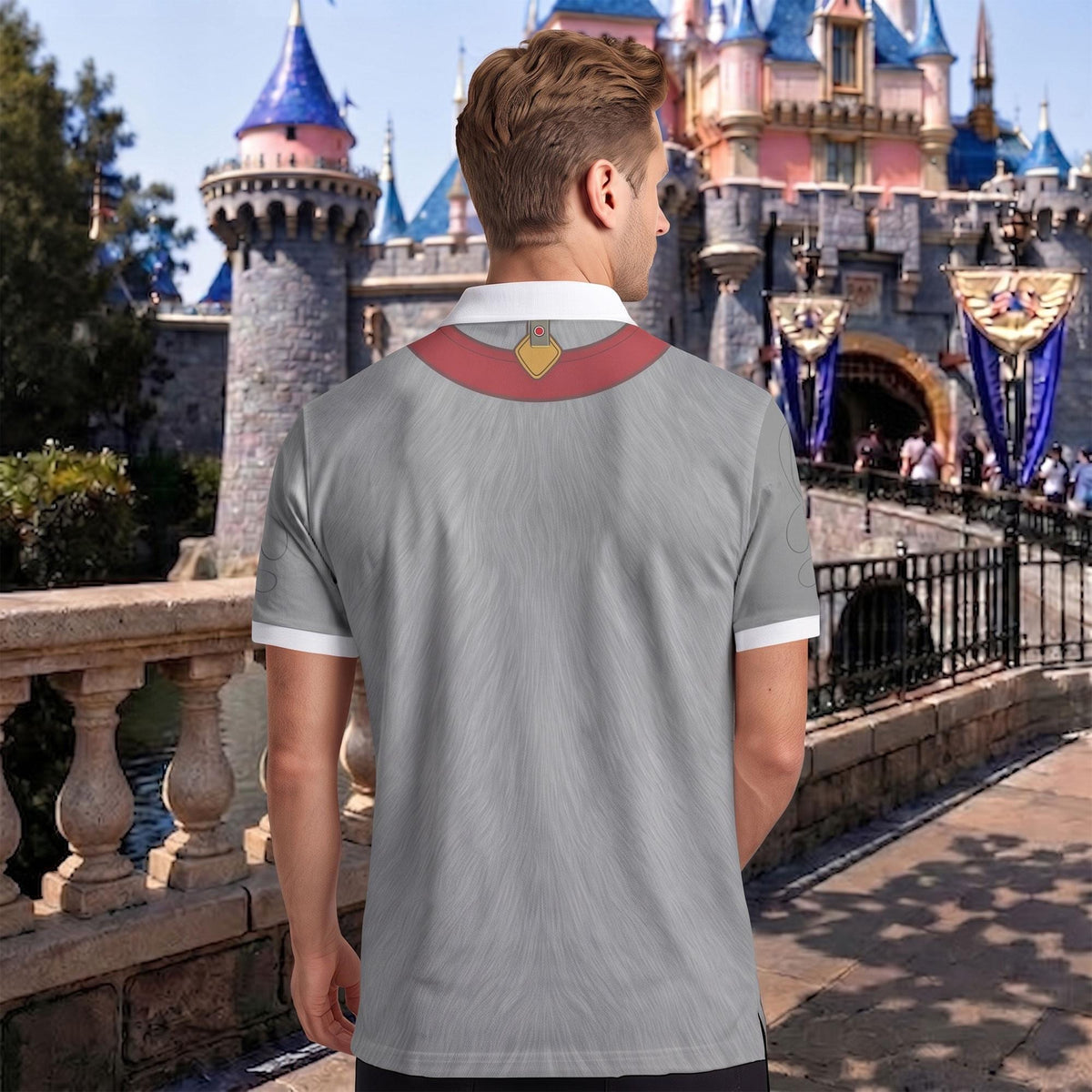 Lady and the Tramp Matching Couple Outfit, Puppy Love Cosplay Polo Shirt and Wrap Skort Dress, Theme Park Vacation Gift