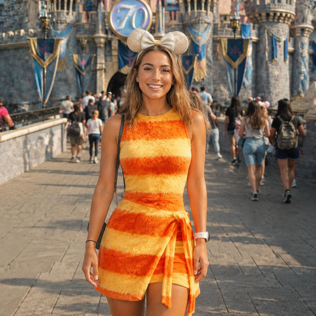 Halloween Orange Monster Wrap Skort Dress, Spotted Costume for Women, Monster Cosplay Outfit, Birthday Party Halloween Dress
