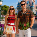 Disney Maui and Moana Costume Matching Couples Clothing, Island Princess Cosplay Dress, Maui Button Shirt, Disney Halloween Party Outfits