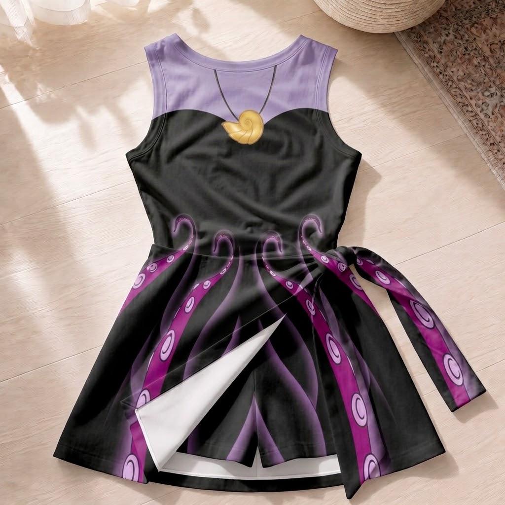 Disney Ursula Costume Tennis Dress Skirt, Disney Villain Cosplay Dress, Little Mermaid Inspired Tennis Dress, Disneyland Halloween Outfits