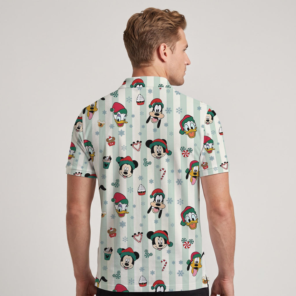 Mickey and Friends Christmas Matching Couple Outfit, Very Merry Xmas Lights Polo Shirt and Wrap Skort Dress, Theme Park Vacation Gift Idea