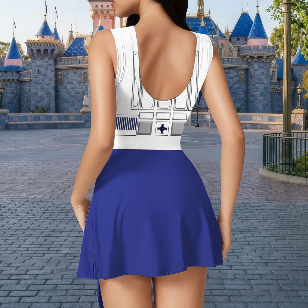 Star Wars R2D2 Matching Dress, R2D2 Robot Cosplay Outfit, Disney World Galaxy Edge Vacation Dress, Halloween Star Wars Bound Skort
