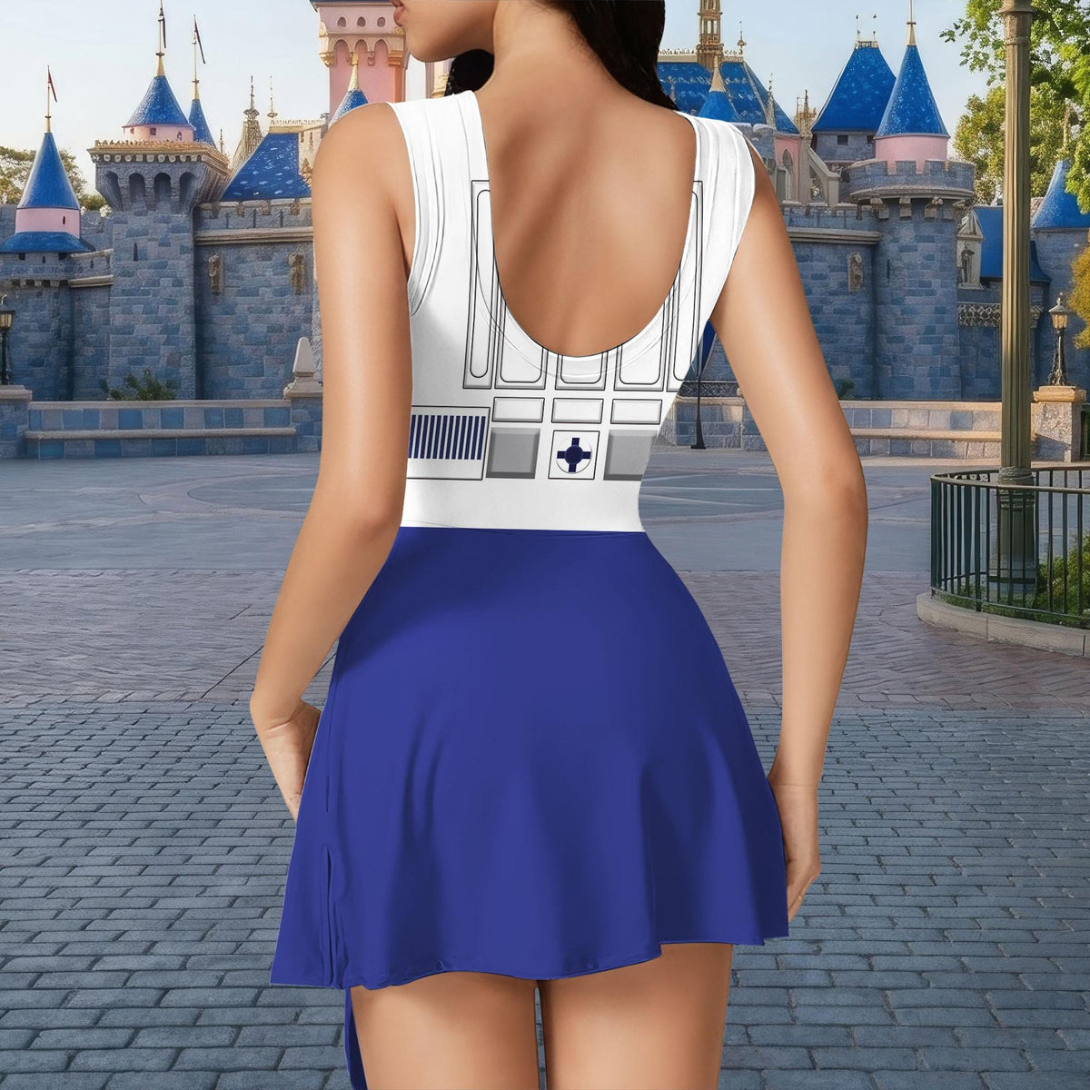 Star Wars R2D2 Matching Dress, R2D2 Robot Cosplay Outfit, Disney World Galaxy Edge Vacation Dress, Halloween Star Wars Bound Skort