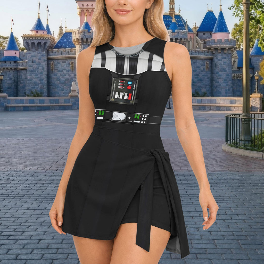 Darth Vader Costume Tennis Dress, Dark Side Cosplay Outfit, Disney Galaxys Edge Apparel, Sci Fi Theme Park Skirt, Star Wars Fan Gift