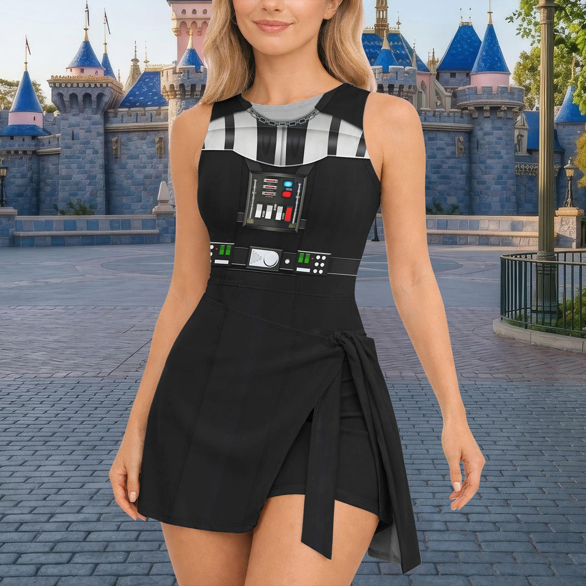 Darth Vader Costume Tennis Dress, Dark Side Cosplay Outfit, Disney Galaxys Edge Apparel, Sci Fi Theme Park Skirt, Star Wars Fan Gift