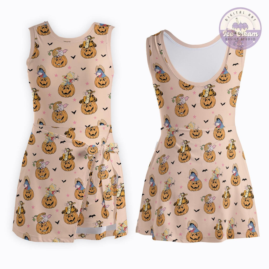 Disney Winnie The Pooh Halloween Costume Wrap Skort Dress, Spooky season Disney Costume Tennis Dress, Disney Mom Daughter Dress Matching