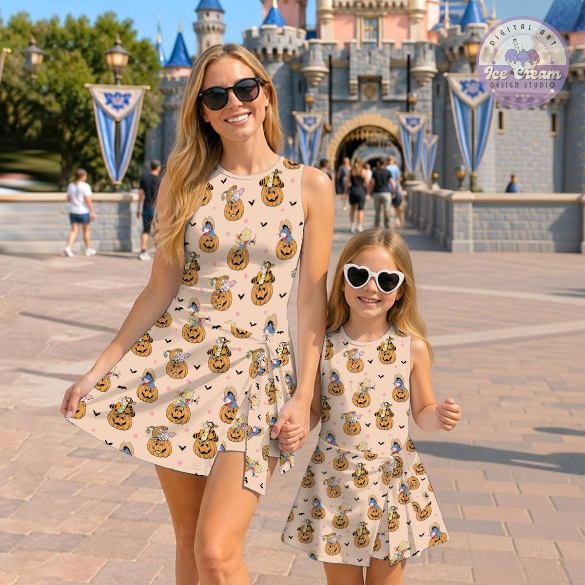 Disney Winnie The Pooh Halloween Costume Wrap Skort Dress, Spooky season Disney Costume Tennis Dress, Disney Mom Daughter Dress Matching