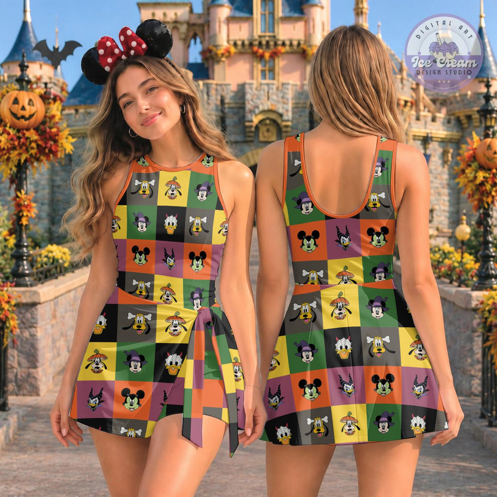 Mickey and Friends Spooky Sequin Block Squad Tennis Dress, Halloween Costume Dress Skirt, WDW Disneyland Halloween Outfit, Gift for her