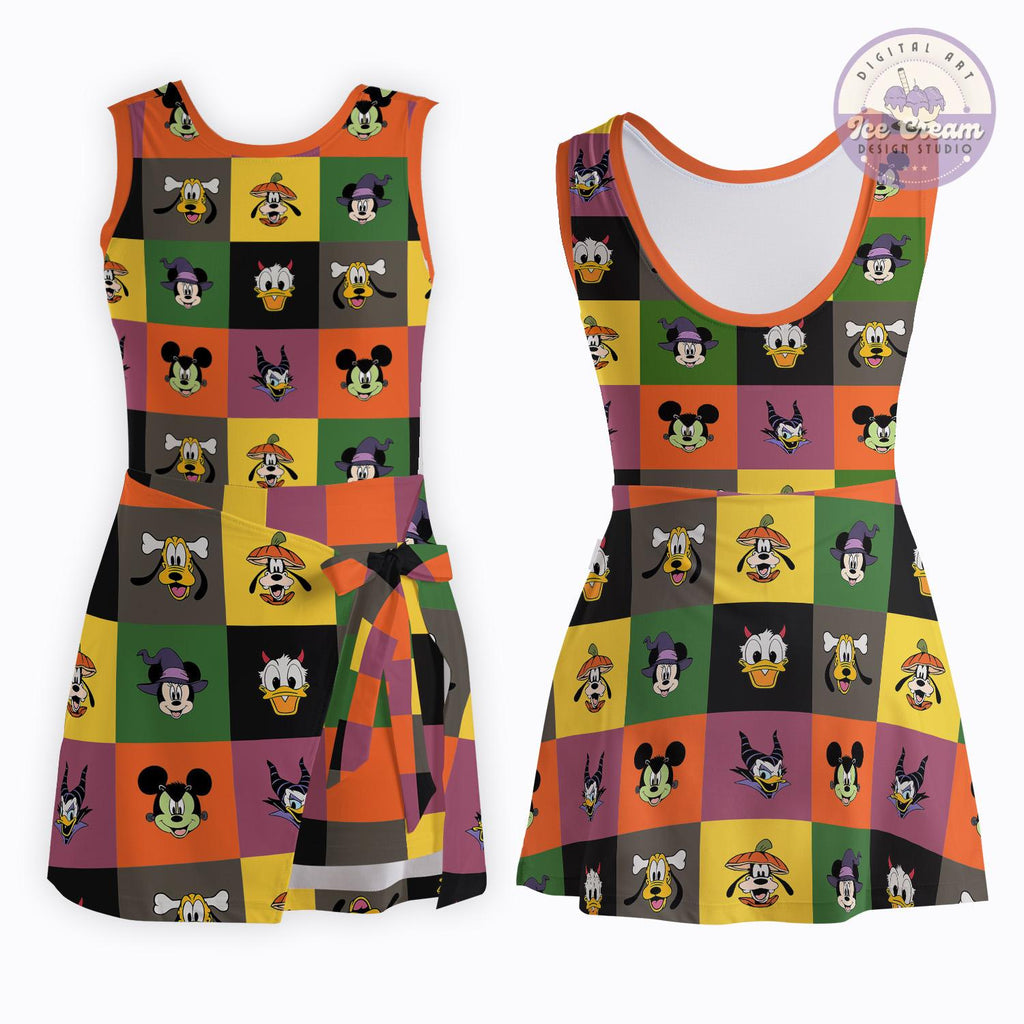 Mickey and Friends Spooky Sequin Block Squad Tennis Dress, Halloween Costume Dress Skirt, WDW Disneyland Halloween Outfit, Gift for her