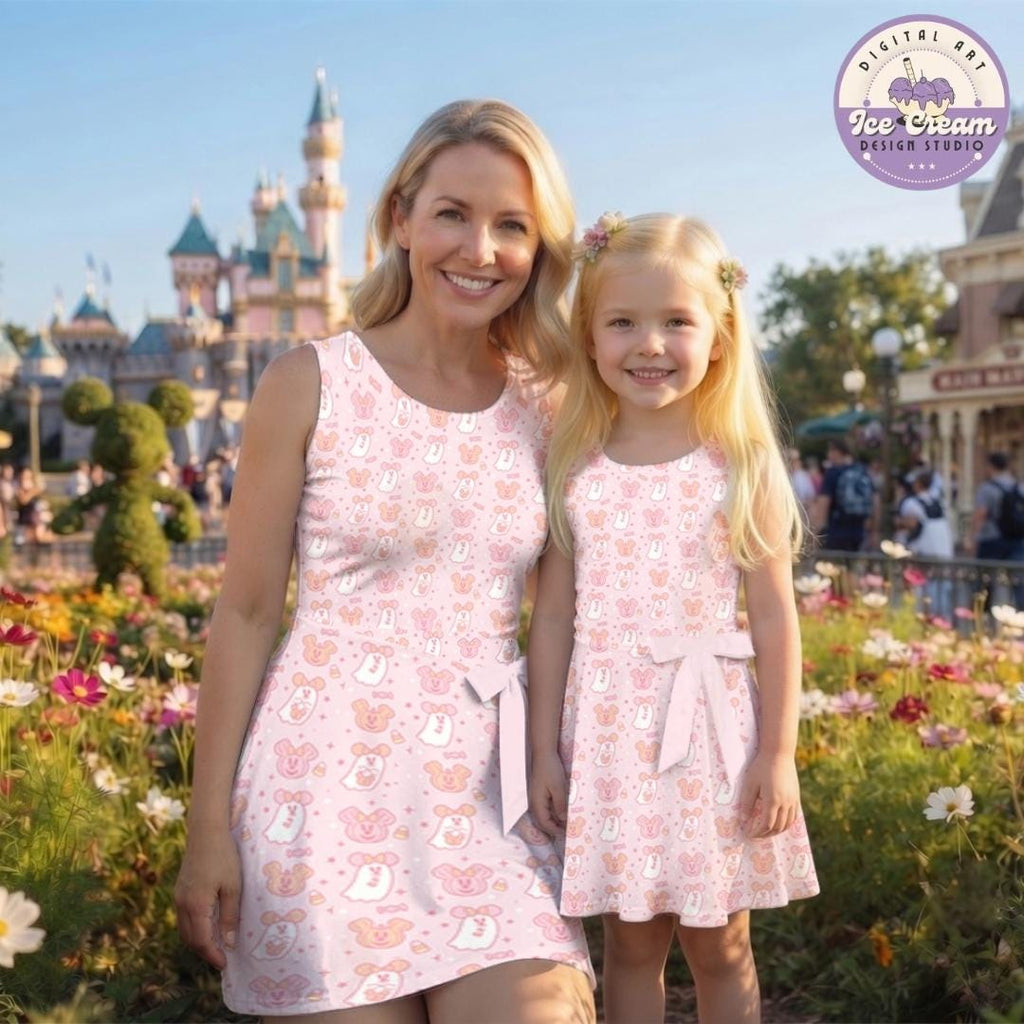 Mickey Minnie Ghost Pumpkin Disney Halloween Tennis Dress Mickey's Not-So-Scary Halloween Party Women Kid Costume Dress Skirt Trick or Treat