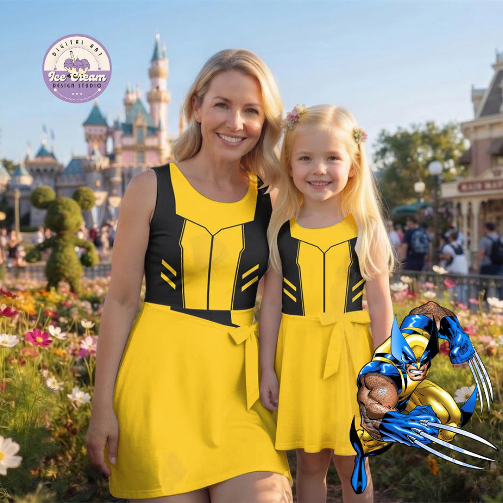 Deadpool Wolverine Inspired Tennis Dress, Women Wrap Skirt Dress, Superhero Park Outfit, Disney Bound Gift, Halloween Cosplay Dress