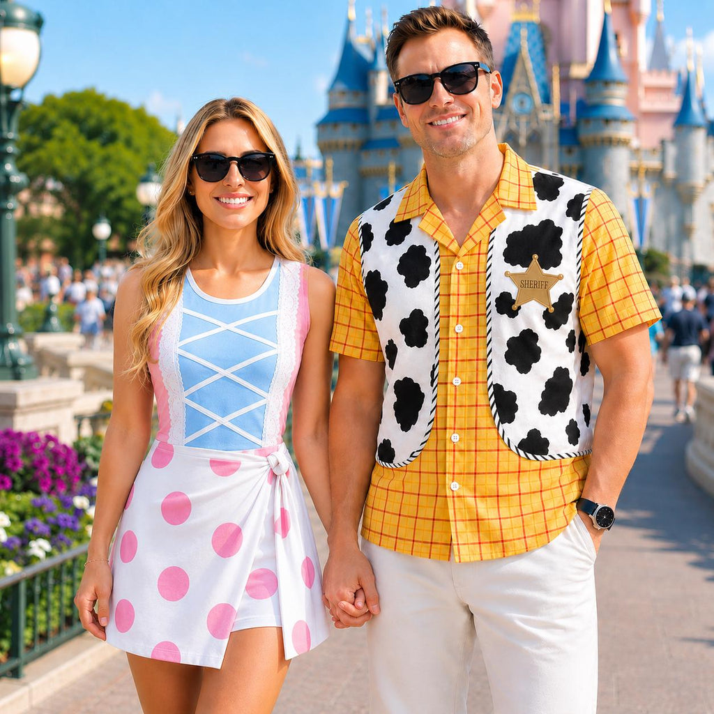 Disney Toy Story Costume Matching Family Outfit, Woody Button Shirt, Bo Beep Tennis Dress, Toy Story Pixar Cosplay, Halloween Party Outfit