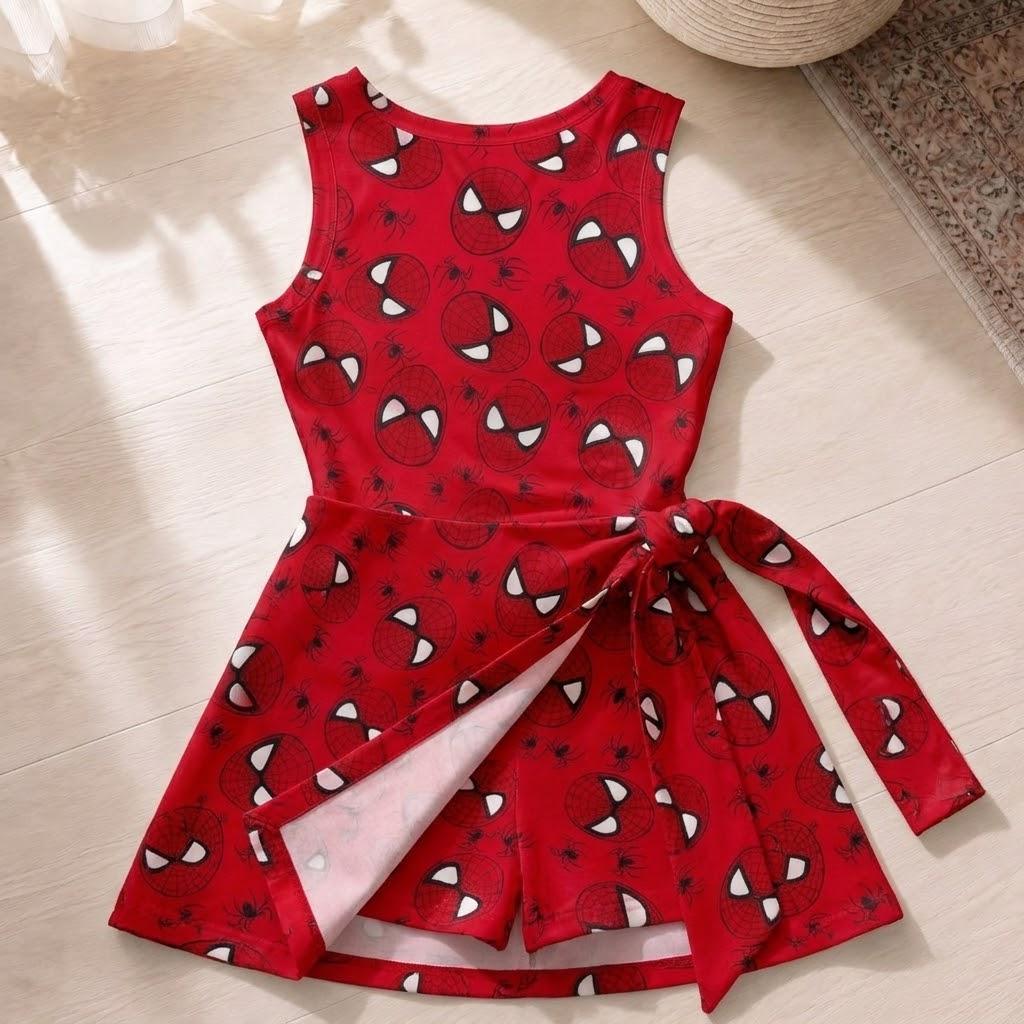 Spider Man Cartoon Tennis Dress, Spiderman Tennis Skirt, Spider-Man Red Active Dress, Superhero Cosplay Outfit, Halloween Party Disney Dress