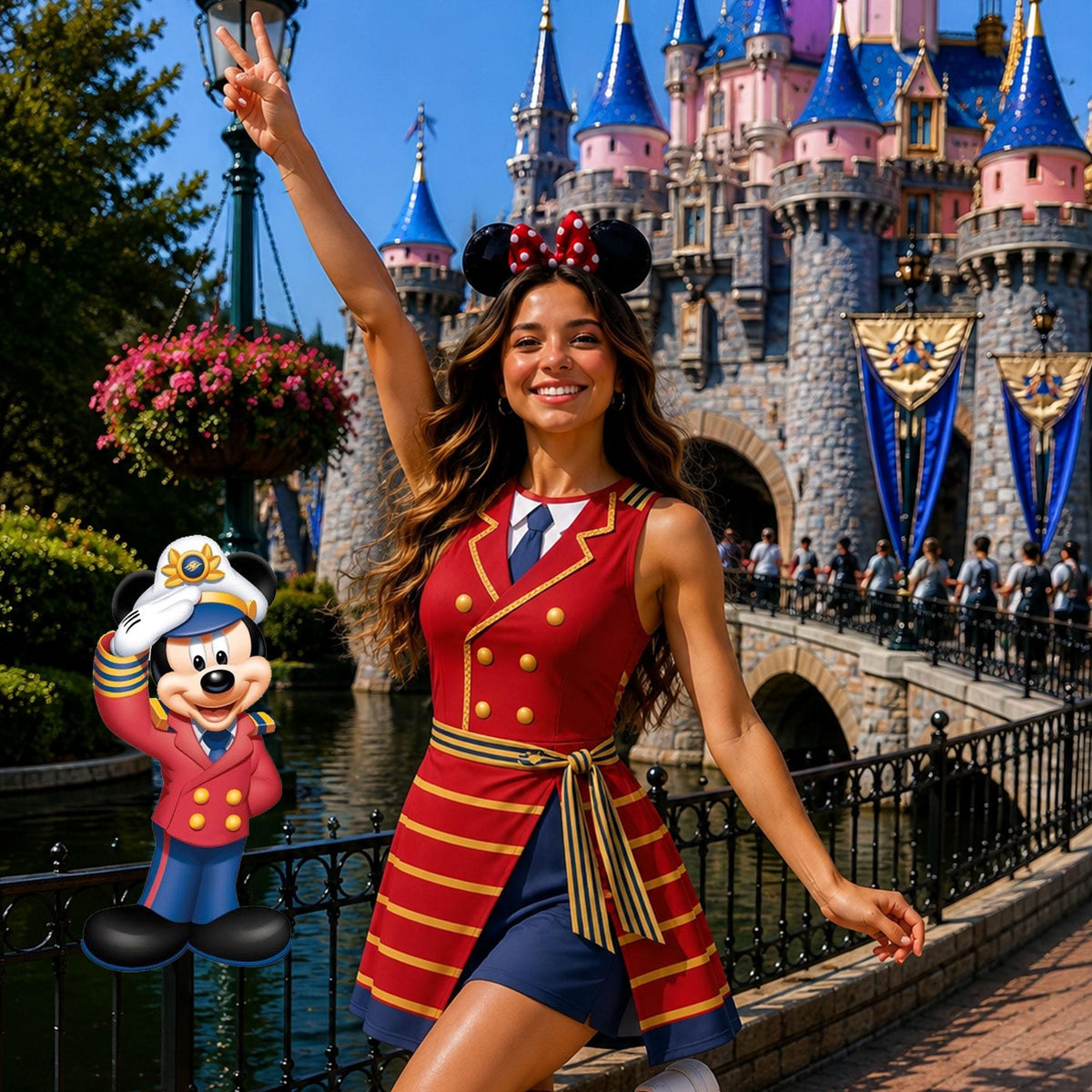 Captain Mickey Mouse Inspired Wrap Skort Dress, Sailor Captain Cruise Outfit, Nautical Theme Park Dress, Women WDW Summer Vacation Dress