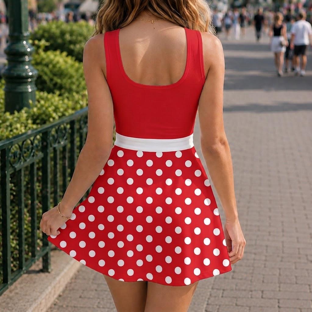 Mickey And Minnie Mouse Best Friends Matching Cosplay Outfits, Tennis Dress For Women, Theme Park Halloween Fantasy Costumes Set