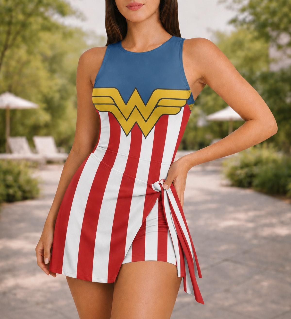 Wonder Woman Inspired Halloween Tennis Dress, Superhero Halloween Costume, Halloween Party Gift, Theme Park Bound Skort