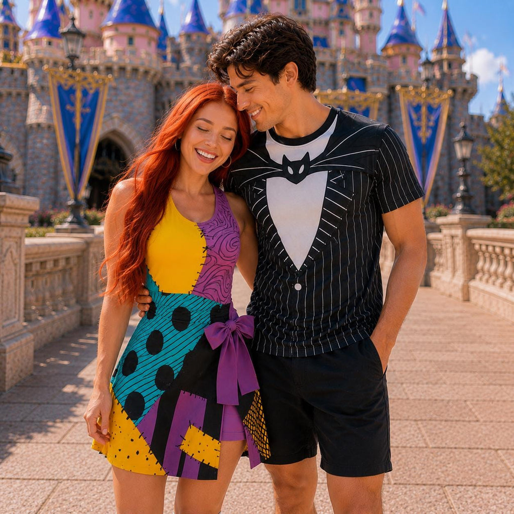 Jack and Sally Matching Couple Outfit, Nightmare Before ChristmaS Costume Tennis Dress & 3D shirt, Custom Nightmare B4 Xmas Matching Outfit