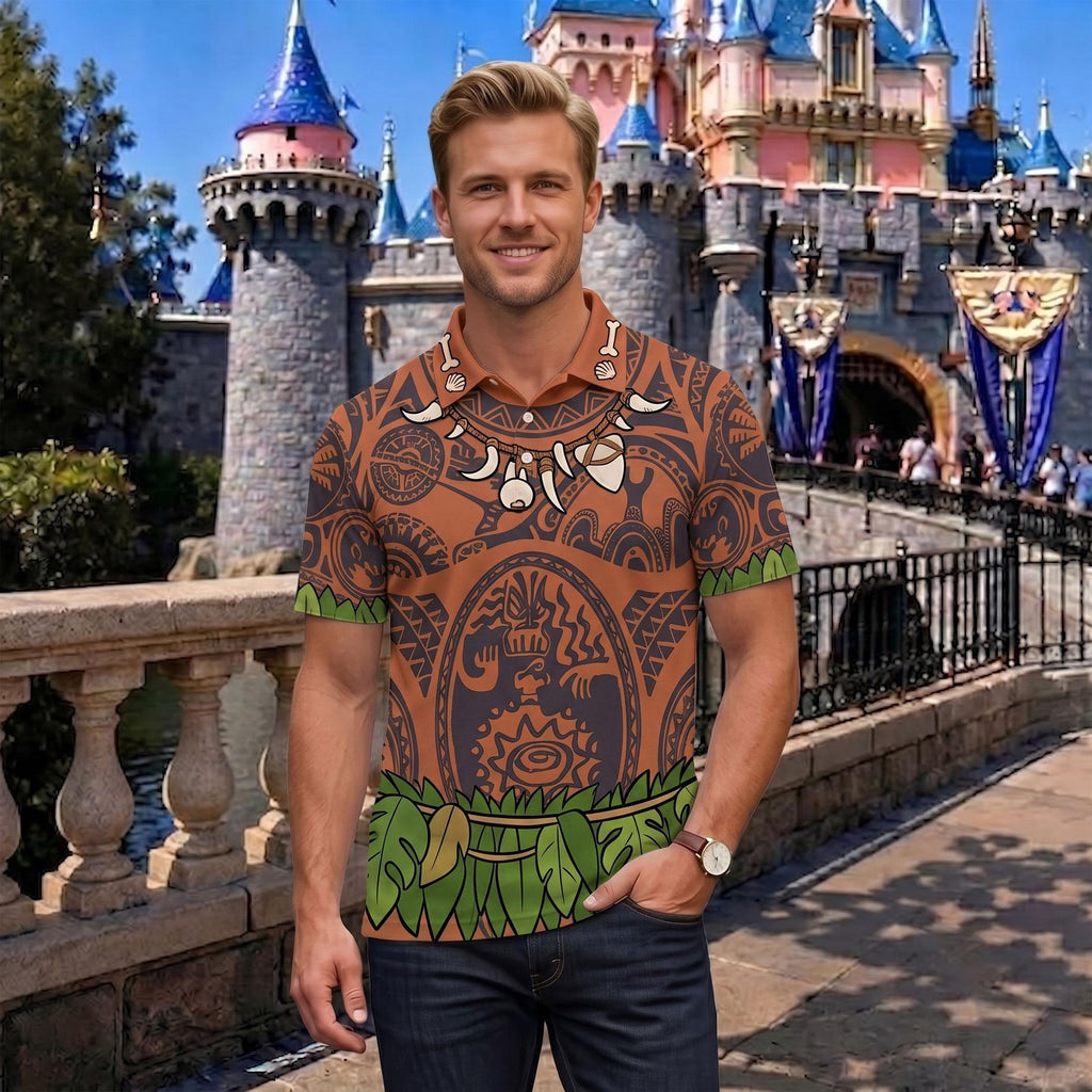 Moana and Maui Matching Couple Outfit, Moana Cosplay Polo Shirt and Wrap Skort Dress, Theme Park Vacation Gift Idea