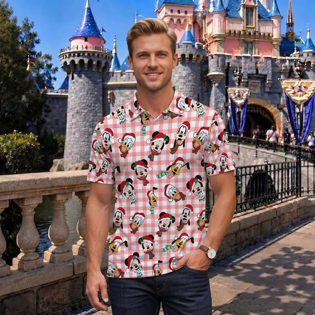 Mickey and Friends Christmas Matching Couple Outfit, Very Merry Xmas Lights Polo Shirt and Wrap Skort Dress, Theme Park Vacation Gift Idea
