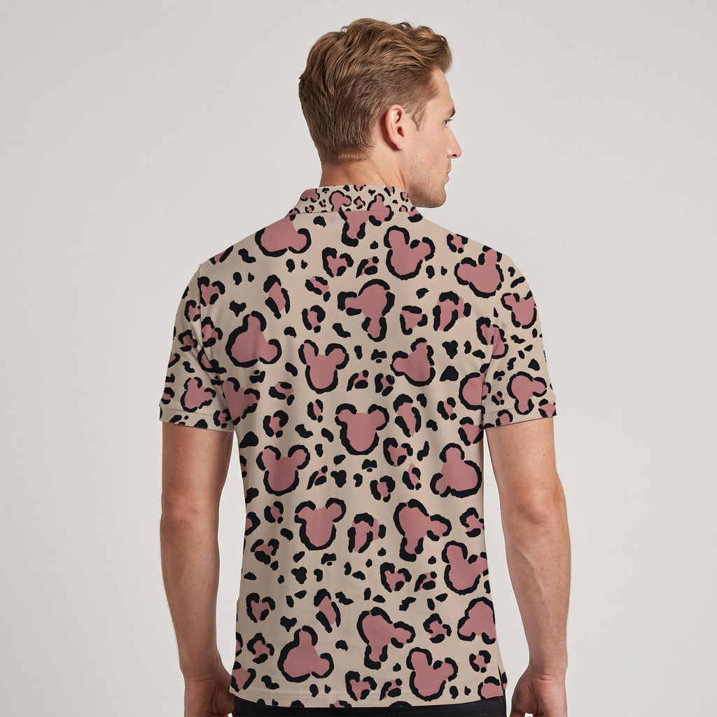 Mickey Leopard Print Matching Couple Outfit, Chic Animal Polo Shirt and Wrap Skort Dress, Theme Park Vacation Gift Idea