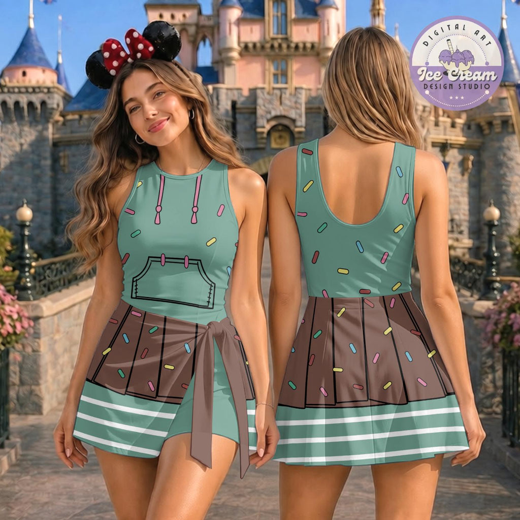 Wreck-It Ralph Vanellope Costume Tennis Dress, Arcade Hero Halloween Cosplay Costume, Gift for Her, WDW Disneyland Mommy And Me Outfit