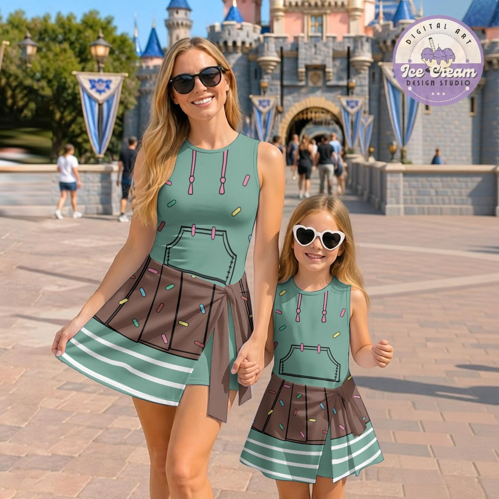 Wreck-It Ralph Vanellope Costume Tennis Dress, Arcade Hero Halloween Cosplay Costume, Gift for Her, WDW Disneyland Mommy And Me Outfit