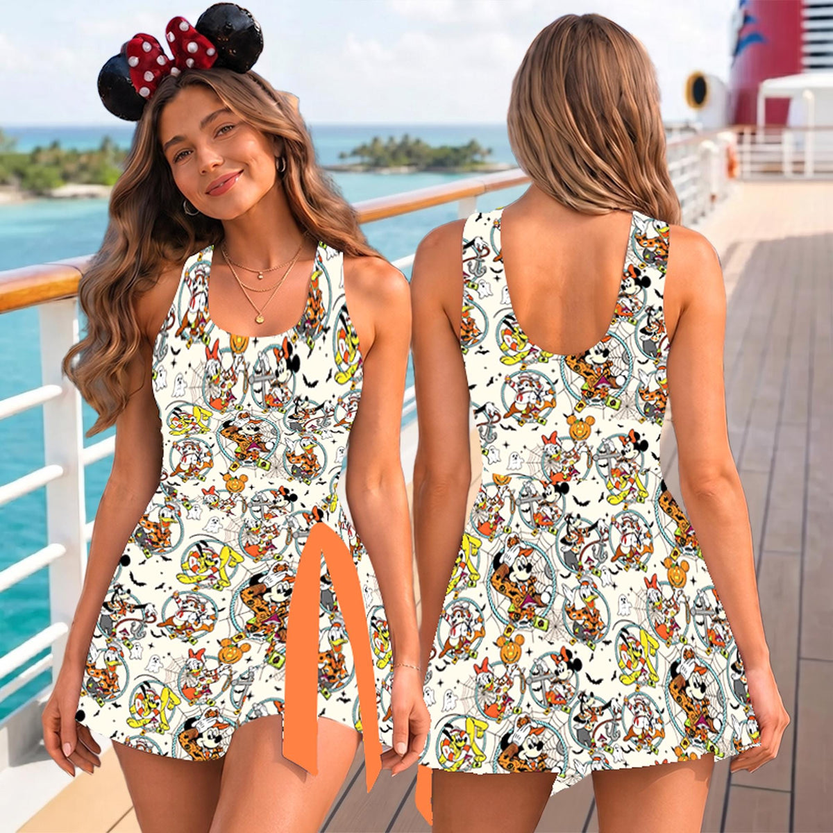 Mickey and Friends Halloween On The High Seas Tennis Dress, Disney Halloween Cruise Costume Dress Skirt, Spooky Cruise Matching Girls Skirt