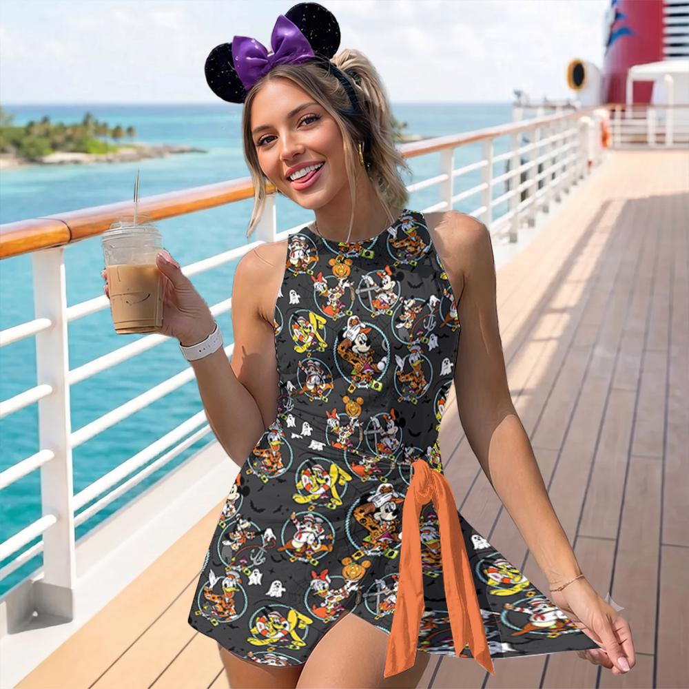 Mickey and Friends Halloween On The High Seas Tennis Dress, Disney Halloween Cruise Costume Dress Skirt, Spooky Cruise Matching Girls Skirt