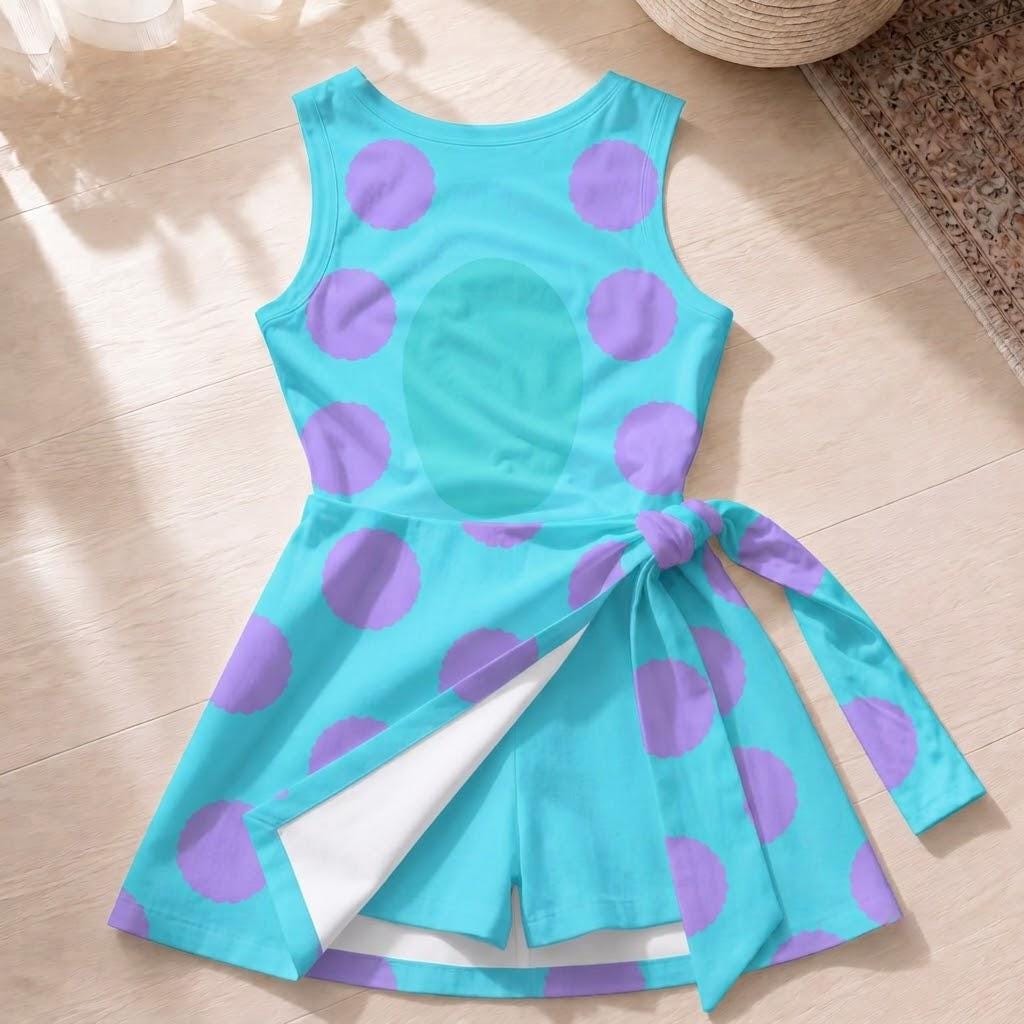 Monsters Inc Mike Sulley Celia Best Friends Matching Cosplay Outfits, Tennis Skirt Sets, Theme Park Halloween Fantasy Costumes