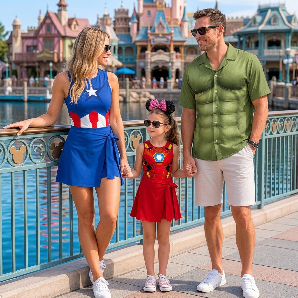 Marvel Avengers Family Cosplay Matching Outfits, Theme Park Halloween Costumes, Captain America Hulk Iron Man Casual Sets For Families