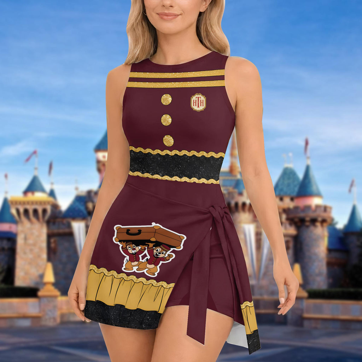 Bellhop Tower of Terror Wrap Skort Dress, Tower of Terror Dress Skirt, Wdw Cast Member Cosplay Dress, Tower Hotel Dress, DN Trip Outfits