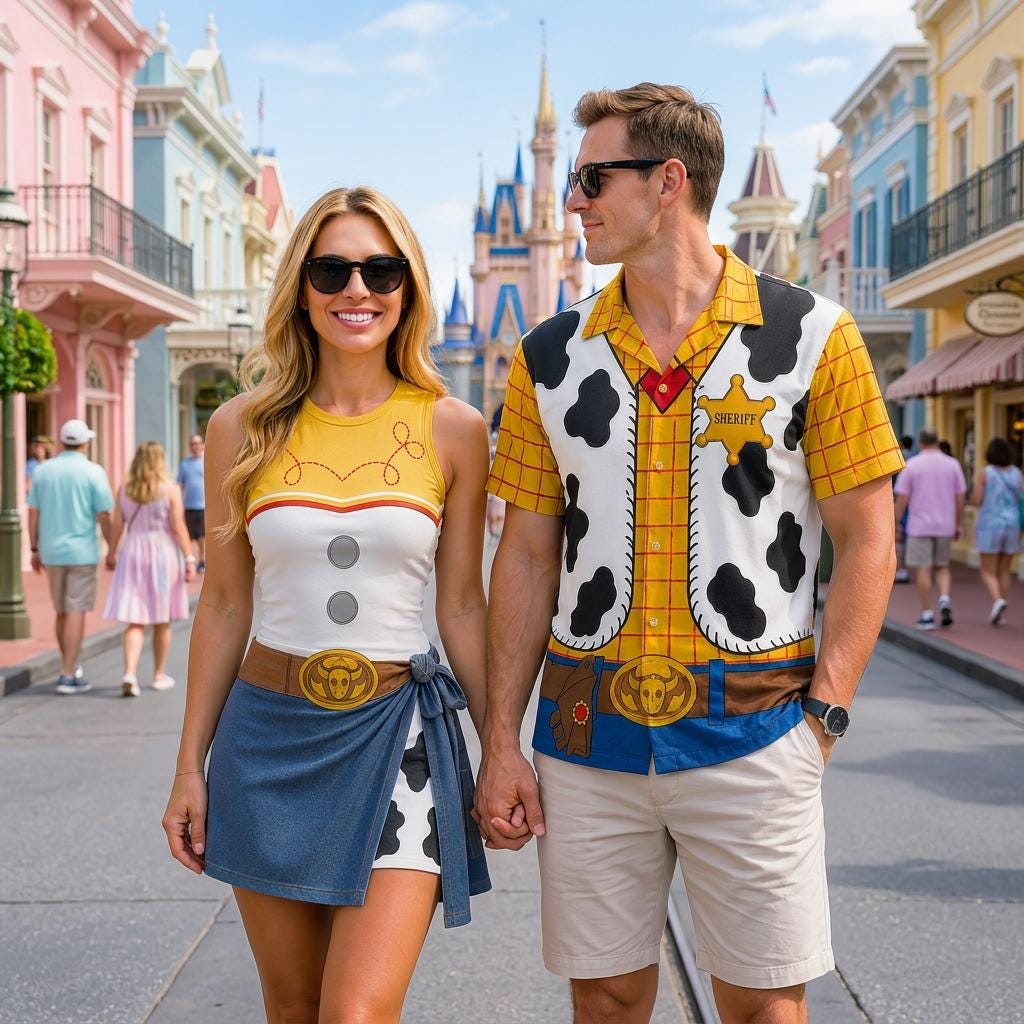 Disney Toy Story Costume Matching Family Outfit, Woody Button Shirt, Jessie Tennis Dress, Toy Story Cosplay, Disney Halloween Party Outfits