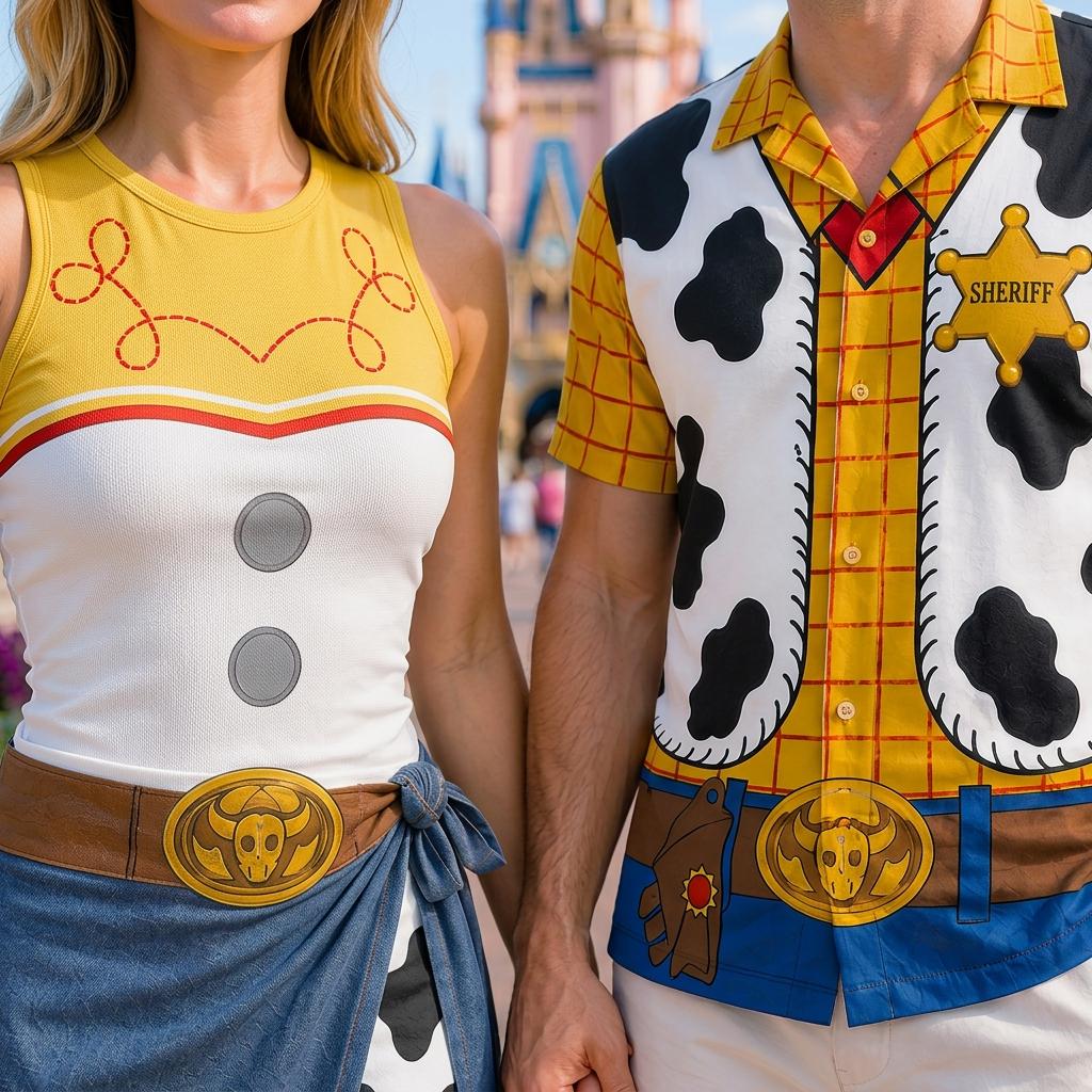 Disney Toy Story Costume Matching Family Outfit, Woody Button Shirt, Jessie Tennis Dress, Toy Story Cosplay, Disney Halloween Party Outfits