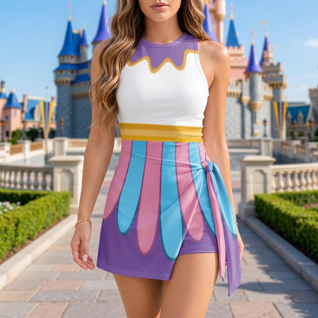 Halloween Mrs. Potts Beauty And The Beast Costume Tennis Dress, Mrs. Teapot Cosplay Dress, Disneyworld Girl Dress, Disney Halloween Outfits
