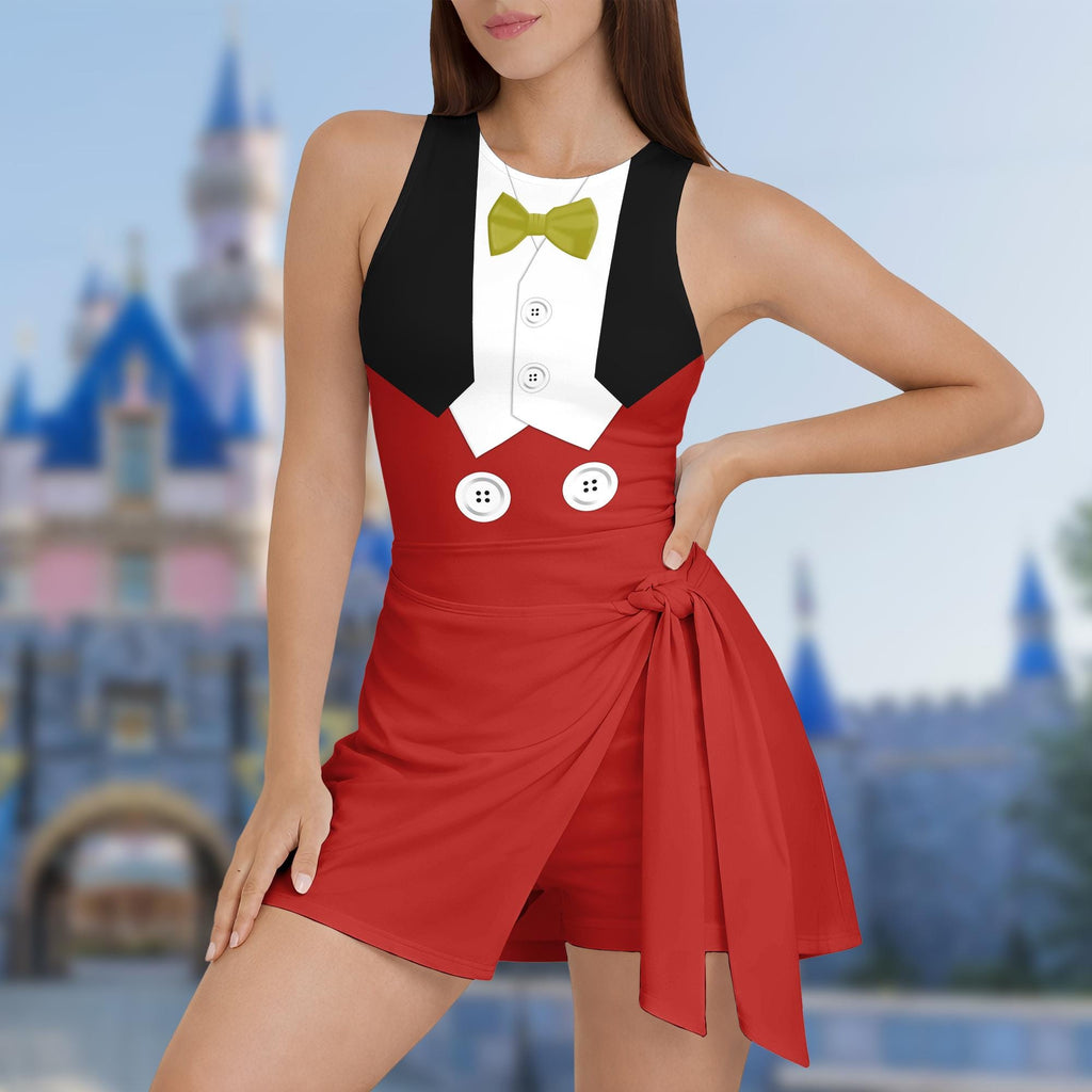 Halloween Mickey Mouse Wrap Skort Dress, Mickey Mouse Halloween Cosplay Outfit, Mickey Mouse Inspired Dress, WDW Halloween Trip Outfit