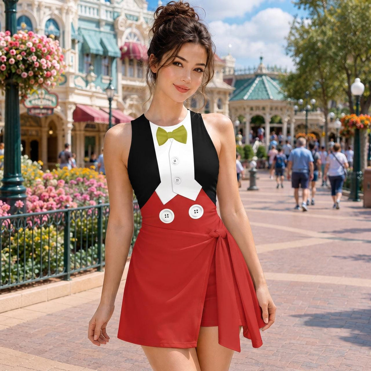 Halloween Mickey Mouse Wrap Skort Dress, Mickey Mouse Halloween Cosplay Outfit, Mickey Mouse Inspired Dress, WDW Halloween Trip Outfit