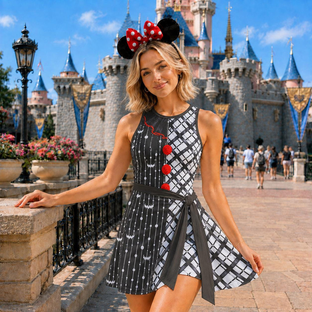 Jack Skellington Sally Cosplay Tennis Dress, Nightmare Theme Park Costume Wrap Skort Dress, Spooky Halloween Costume Outfit