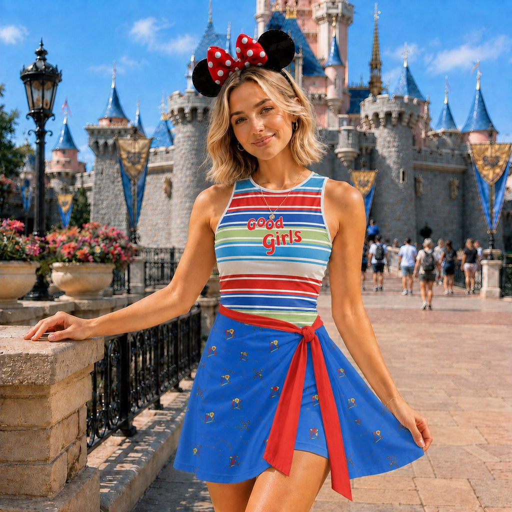 Chucky Cosplay Tennis Skirt Dress, Good Guys Movie Inspired Costume Wrap Skort Dress, Halloween Costume Dress, Girls Trip Party Gift