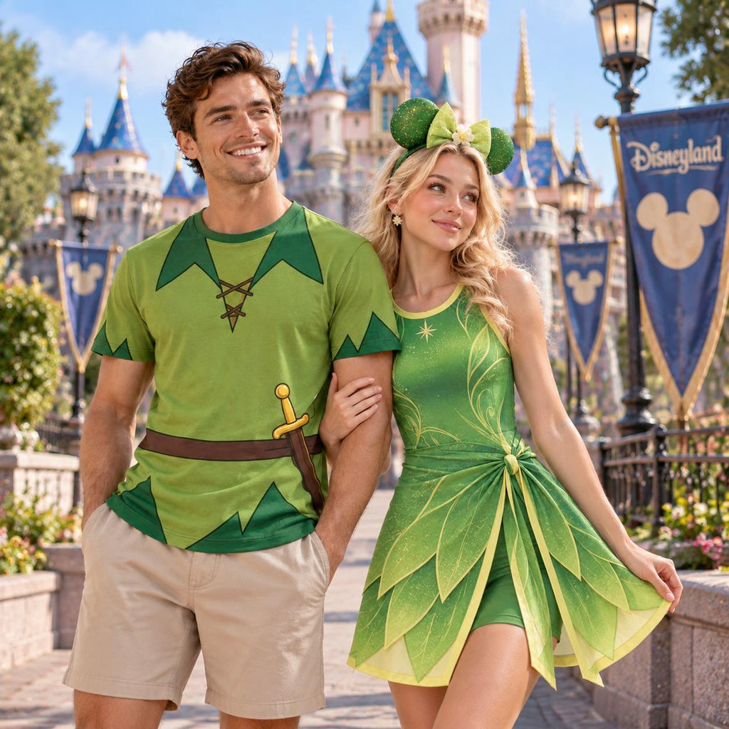 Fairy Inspired Halloween Cosplay Tennis Dress, Magical Green Athletic Skort Dress, Fantasy Theme Park Outfit for Disney Vacation