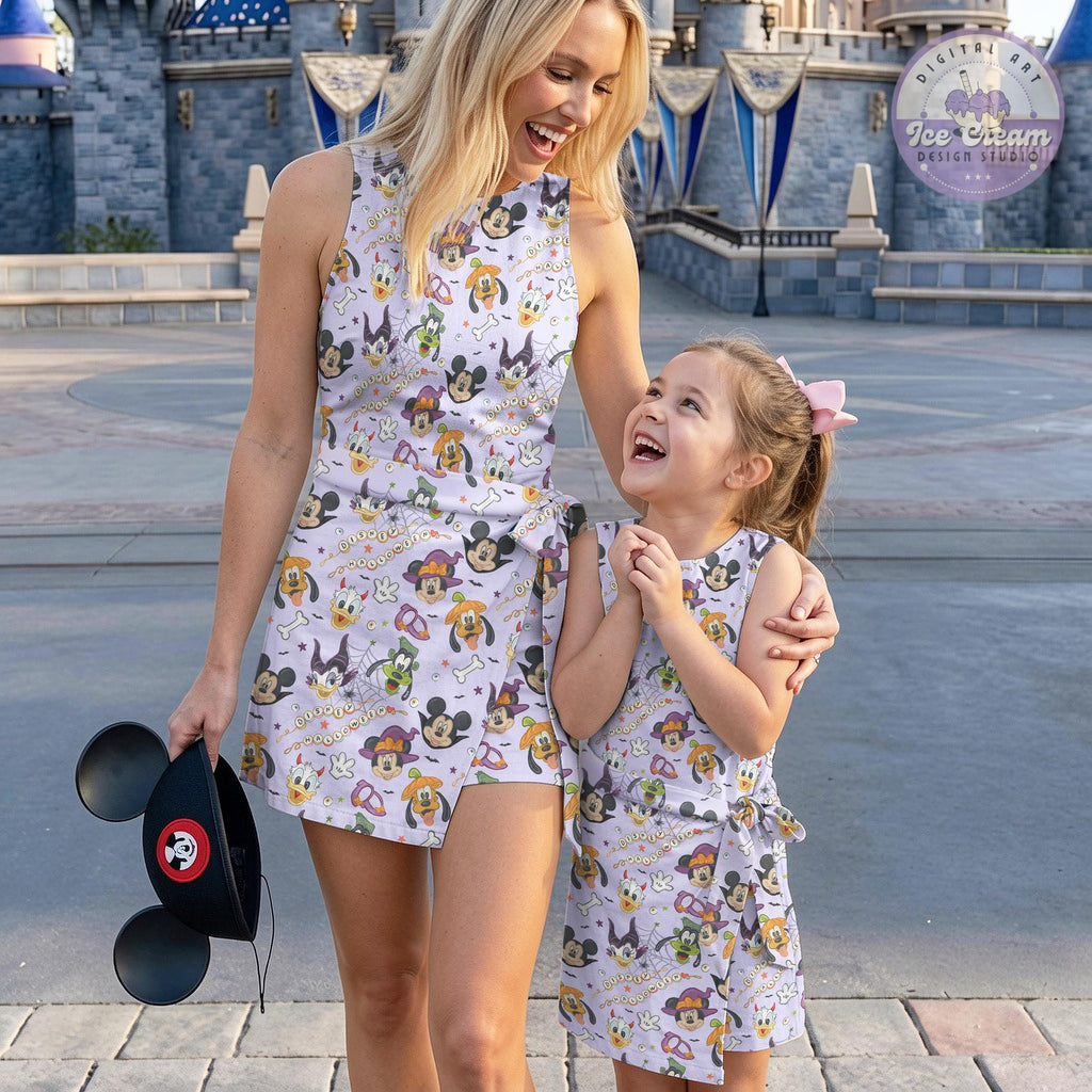 Watercolor Mickey & friends Halloween Tennis Dress, Mickey's Not so scary Womens Kids Costume Dress Skirt, WDW Disneyland Gift for her