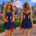 Captain America Avengers Jumpsuit Skirt Costume, Superhero Cosplay Dress for Women, Disneyland Family Matching Dress, Shield Skort Outfit
