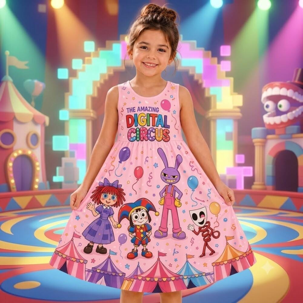 The Amazing Digital Circus Dress, TADC Fan Dress, Circus Characters Women Dress, Anime Birthday Gift for Girl, Circus Theme Dress Fan Gift