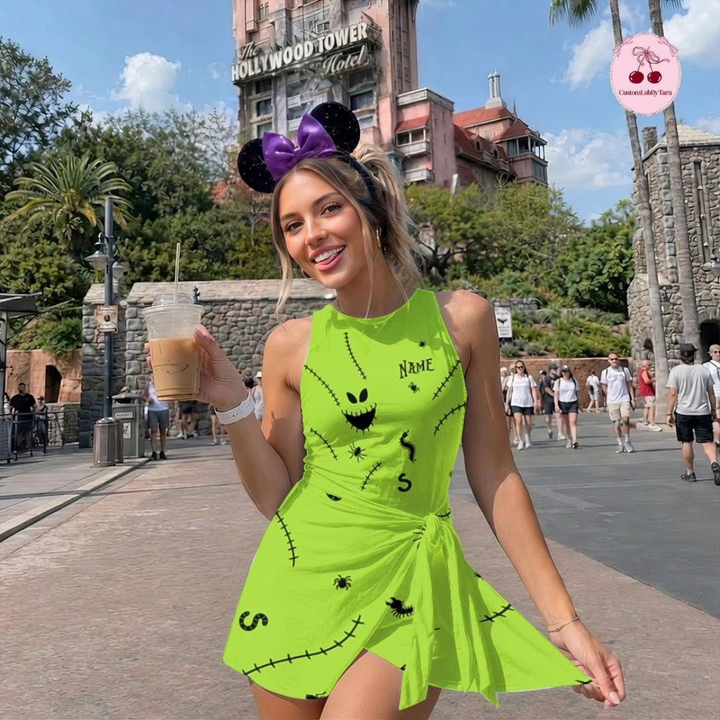 Personalized The Nightmare Before Christmas Disney Oogie Boogie Bash Halloween Tennis Dress, Jack Skellington Oogie Boogie Skirt Activewear