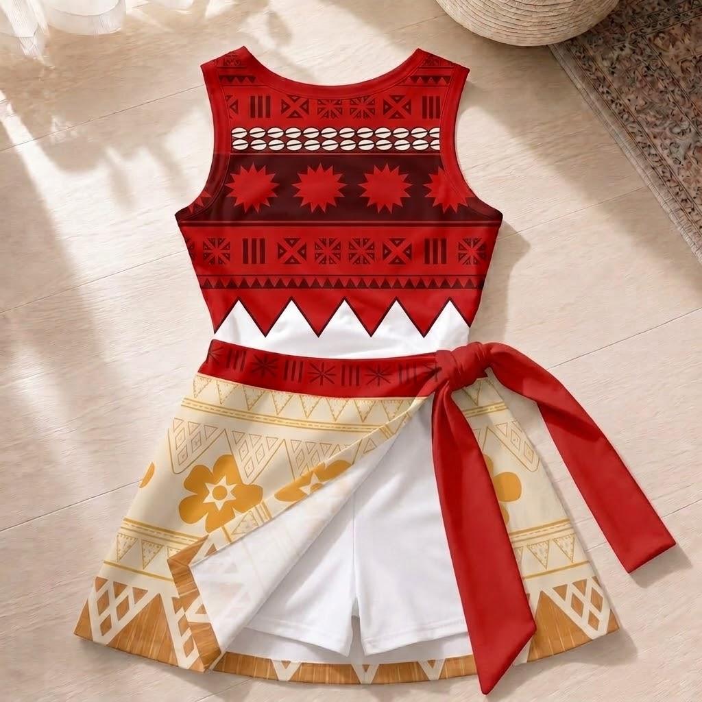 Disney Maui and Moana Costume Matching Couples Clothing, Island Princess Cosplay Dress, Maui Button Shirt, Disney Halloween Party Outfits