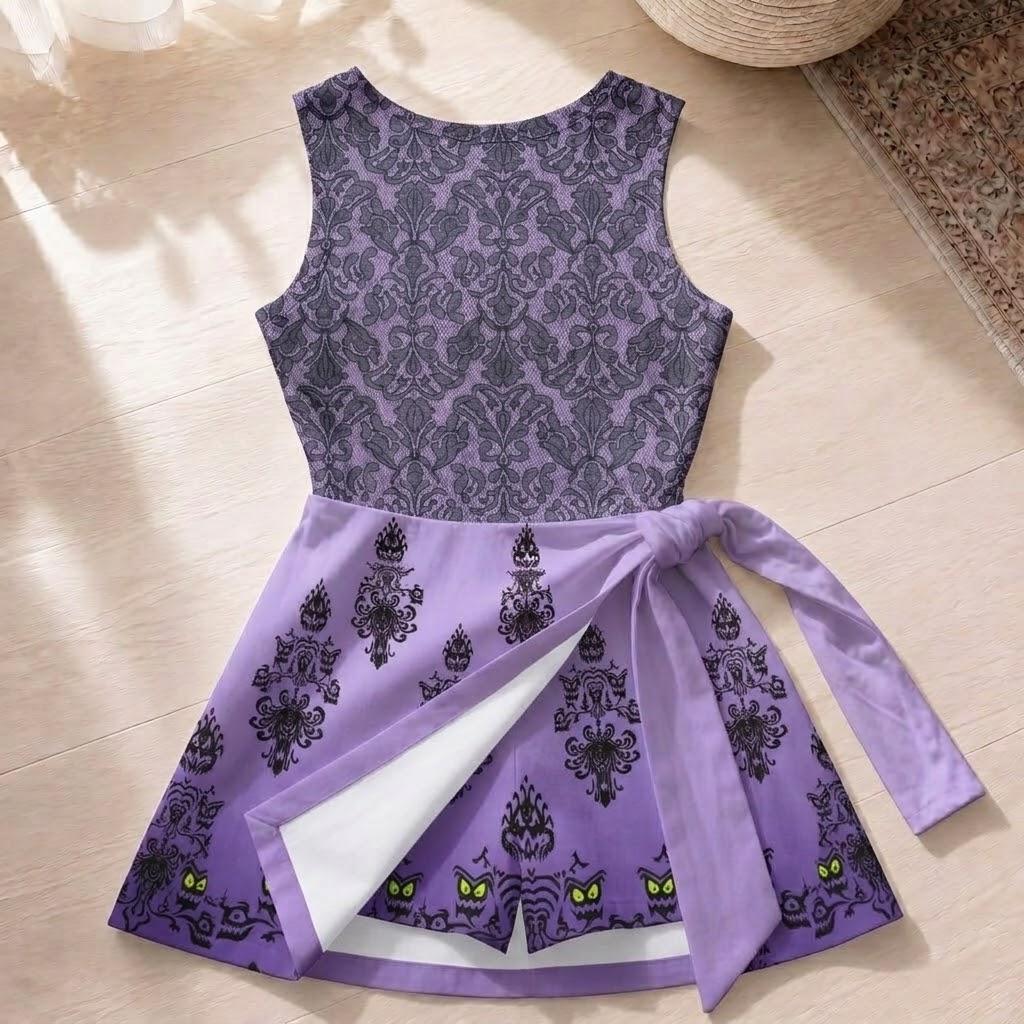 Haunted Mansion Costume Tennis Dress, Purple Ghost Host Cosplay, Hitchhiking Ghosts Dress, Halloween Party Apparel, Disneyland Trip Outfits